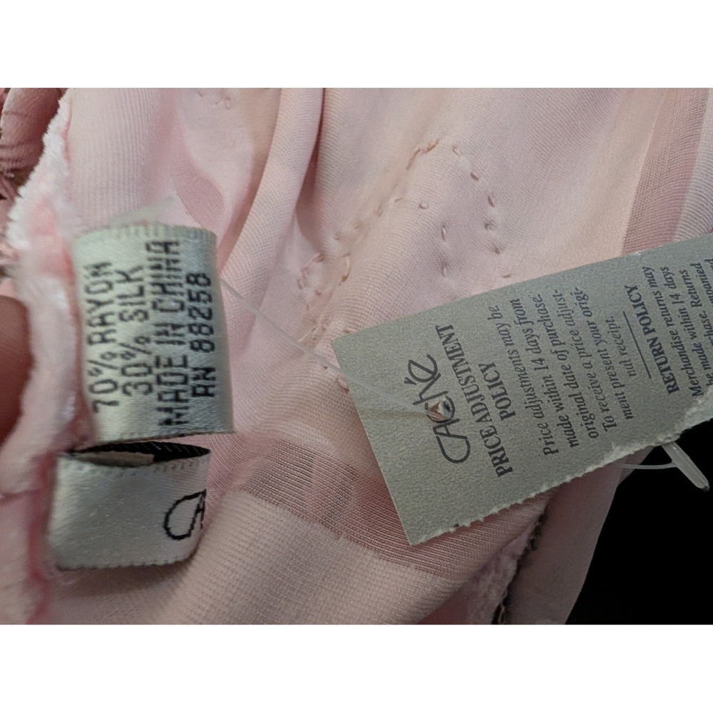 Cache Pink Floral Devore Burnout Velvet Poncho Beaded Tassel Fringe Silk OS NWT - Picture 5 of 7